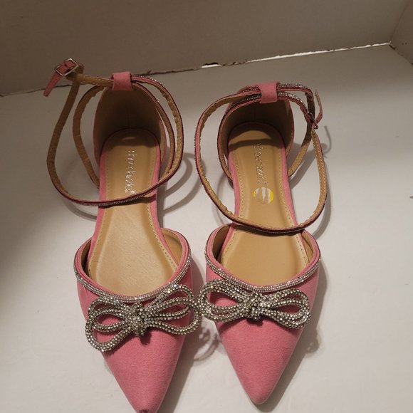 Shoedazzle Womens Rhinestone Pointed Toe Flat Pink Sandal Size 7 New without tag - Picture 4 of 10